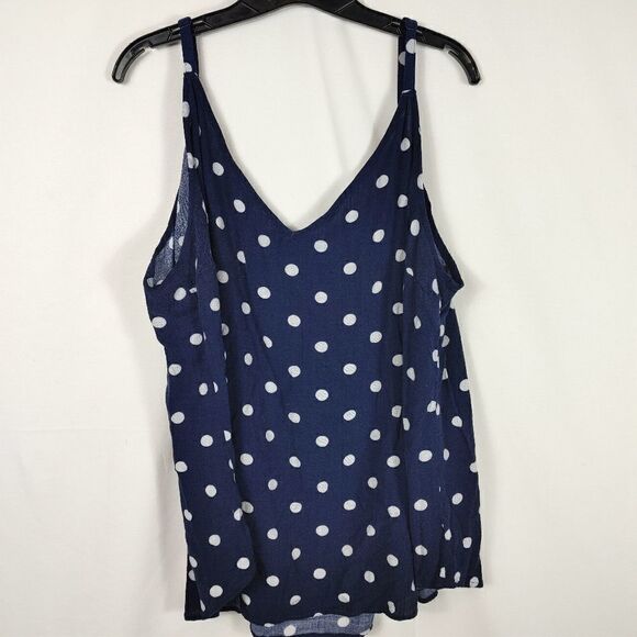 Torrid AVA - NAVY POLKA DOT STRETCH WOVEN CAMIPlus Size Women's Size 4 4X.Armpi - Picture 3 of 5